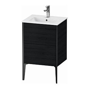 Duravit XViu Waschtisch-Unterschrank XV44590B216 51x42x59,4cm, 2 Auszüge, stehend, schwarz matt, Eiche schwarz