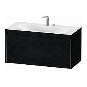 Duravit XViu Waschtisch-Unterschrank XV4611EB216C 100x48cm, 1 Auszug, 2 Hahnlöcher, schwarz matt, Rahmen C, Eiche schwarz