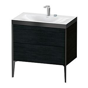 Duravit XViu Waschtisch-Unterschrank XV4710EB216P 80x48cm, 2 Auszüge, 2 Hahnlöcher, schwarz matt, Rahmen P, Eiche schwarz