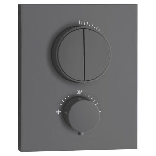 Herzbach Deep Grey Fertigmontageset 23.803050.2.06 für 2 Verbraucher, Unterputz-Thermostat, grau matt