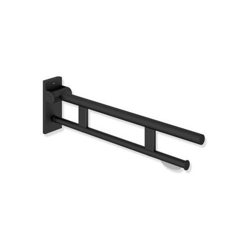 Hewi System 900 Mobiler Stützklappgriff 900.50.40960DC Ausladung 900 mm, Edelstahl pulverbeschichtet schwarz tiefmatt, WC-Papierhalter
