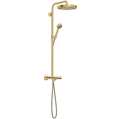 Hansgrohe AXOR One Duschsystem mit Thermostat und Duschkopf 280 48794250 Unterputz, Fertigmontageset, 1 Strahlart, 13,2 l/min, brushed gold optic Hansgrohe AXOR One Duschsystem mit Thermostat und Duschkopf 280 48794250 Unterputz, Fertigmontageset, 1 Strahlart, 13,2 l/min, brushed gold optic