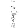 Universalscharnier B13P999 Edelstahl, für WC-Sitz Pressalit 2000, Montage von unten
