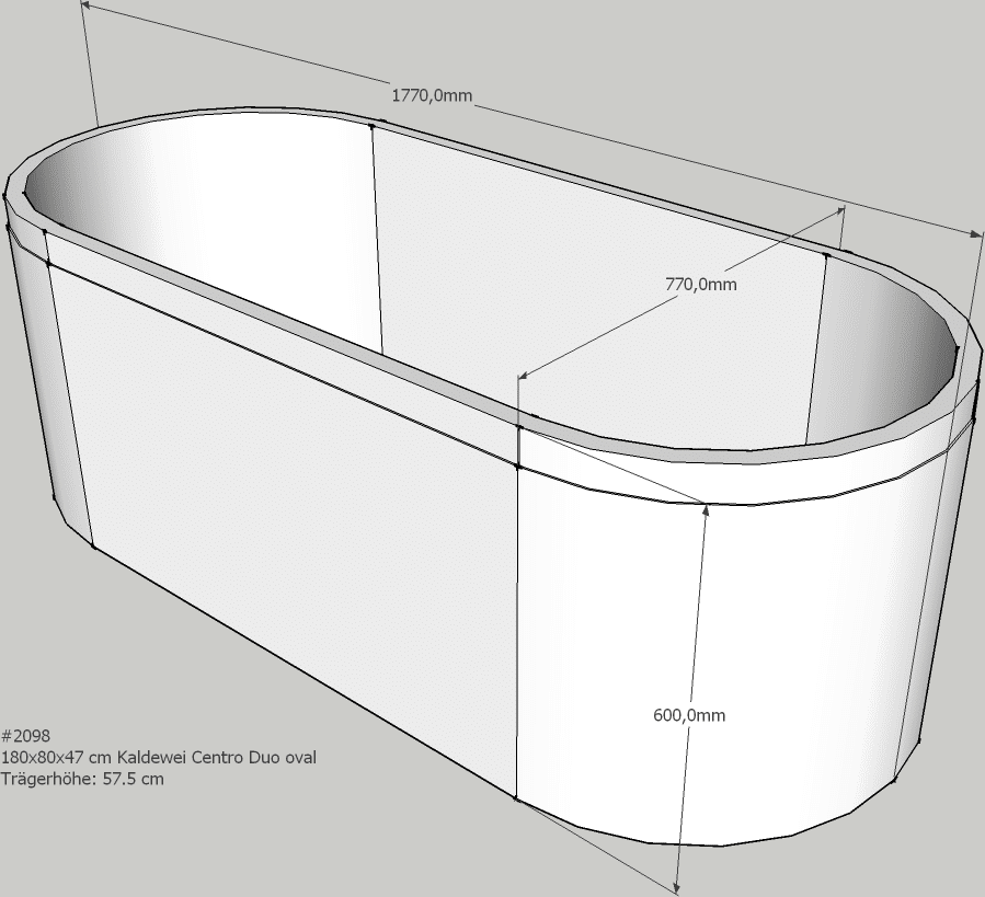 Neuesbad Wannenträger für Kaldewei Centro Duo oval Nr.128 180x80 oval SW11137