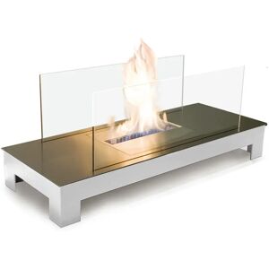 Radius Design Floor Flame Ethanol Kamin Gestell weiß, Edelstahlplatte matt