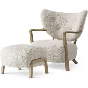 &tradition &tradition Wulff ATD2 Loungesessel + Wulff ATD3 Pouf Gestell Eiche, Stoff Sheepskin 17mm Moonlight