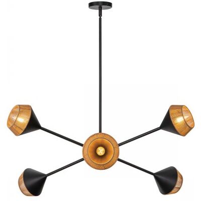 Elstead Lighting Daphne Kronleuchter 6-flammig Mattschwarz Natur Elstead Lighting Daphne Kronleuchter 6-flammig Mattschwarz Natur