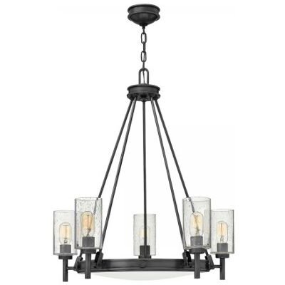 Elstead Lighting Collier 5-Light Kronleuchter 5-flammig Schwarzoxig Saatglas Elstead Lighting Collier 5-Light Kronleuchter 5-flammig Schwarzoxig Saatglas