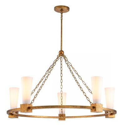 Elstead Lighting Kristy Kronleuchter 5-flammig Antik Gold Opalglas Elstead Lighting Kristy Kronleuchter 5-flammig Antik Gold Opalglas