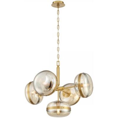 Elstead Lighting LED Pendelleuchte 5-flammig Nottingham Antikmessing Bernstein Elstead Lighting LED Pendelleuchte 5-flammig Nottingham Antikmessing Bernstein
