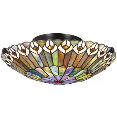Elstead Lighting Watkins Deckenleuchte 2-flammig im Tiffany-Stil Bronze Kunstglasschirm Elstead Lighting Watkins Deckenleuchte 2-flammig im Tiffany-Stil Bronze Kunstglasschirm