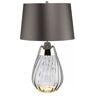 Elstead Lighting Lena Tischleuchte Small 2-Light Rauchglas Nickel Stoffschirm Grau 61cm