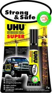 UHU GmbH & Co KG UHU Alleskleber Super Strong & Safe, klebt super stark und schnell, 7 g - Tube in Blisterverpackung