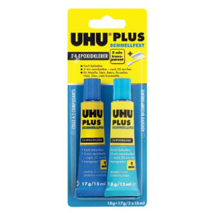 UHU GmbH & Co KG UHU plus schnellfest 2-K-Epoxidharzkleber, Lösungsmittelfreier Zweikomponenten-Klebstoff auf Epoxidharz-Basis, 35 g - Tube in Hängekunststoffbox
