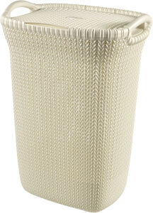 Curver Luxembourg S.a.r.l CURVER Wäschebox KNIT, 57 Liter, Wäschesammler aus Kunststoff, Farbe: oasis white