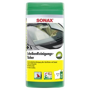 Sonax GmbH SONAX Reinigungstücher, für Scheiben, Feuchttücher für Glas- und Spiegelflächen, 25 Tücher in wiederverschließbarer Box