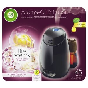 Reckitt Benckiser Deutschland GmbH AIR WICK Aroma-Öl Diffuser Duftspender Starter-Set, Lufterfrischer mit Duftabgabe mit Timer-Funktion und Stand-By-Modus, Life Scents Sommervergnügen