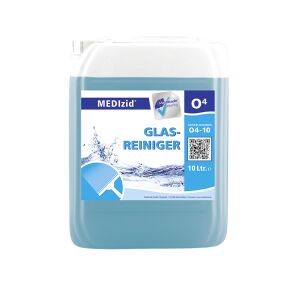 Meditrade GmbH MEDIzid® O4 Glasreiniger, Professioneller, gebrauchsfertiger Oberflächen-Schnellreiniger, 10 Liter - Kanister