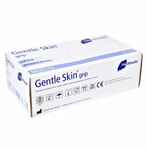 Meditrade GmbH Meditrade Gentle Skin® Grip Latex Untersuchungshandschuh, Einmalhandschuh - Puderfrei, unsteril, Hohe Griffigkeit, 1 Packung = 100 Stück, Größe M