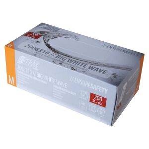 MCD Medical Care Dental GmbH NITRAS BIG WHITE WAVE Nitril Einmalhandschuhe, weiß, Puderfreie und unsterile Nitrilhandschuhe mit Rollrand, 1 Karton = 10 Packungen = 2000 Stück, XL