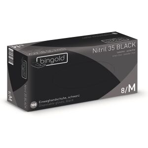 BINGOLD GmbH & Co. KG BINGOLD Nitril 35BLACK Einweghandschuhe, schwarz, Einmalhandschuh aus Nitril, schwarz und puderfrei, 1 Palette = 910 Packungen à 100 Stück, Größe S