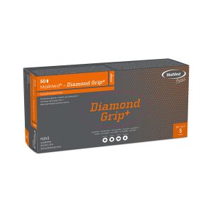 Maimed GmbH MaiMed® Diamond Grip+ Nitril Einmalhandschuhe, orange, unsteril, Puderfreie und reißfeste Untersuchungshandschuhe mit Diamant-Texturierung, 1 Karton = 10 Packungen à 50 Stück, Größe S (6)