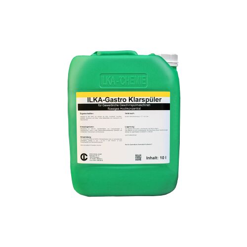 ILKA Chemie GmbH ILKA Gastro Klarspüler für gewerbliche Spülmaschinen, Klarspülung von Geschirr, Speisebehältern und Transportwägen, 10 Liter – Kanister