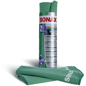Sonax GmbH SONAX Microfasertuch Innen & Scheibe PLUS, Reinigungstuch für Glas, Spiegel und Kunststoffoberflächen, 1 Packung = 2 Tücher - 40 x 40 cm