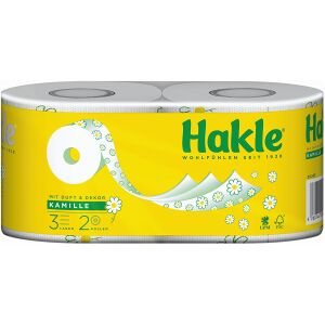 Hakle GmbH Hakle® Kamille, Toilettenpapier, Natürliche Pflege mit angenehmem Kamilleduft und Aloe-Vera-Extrakten, 1 Packung = 2 Rollen zu je 150 Blatt