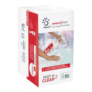 Papernet Papierhandtücher Fast & Clean, W-Falz, 33,25 x 21,60 cm, 2-lagige Einmalhandtücher aus Zellstoff für hohe Ansprüche , 1 Karton = 20 Packungen à 100 Blatt