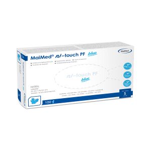 Maimed GmbH MaiMed® MyClean ni-touch Einmalhandschuhe, Nitril, blau, Hochwertige Einweghandschuhe ideal für die häusliche Krankenpflege, 1 Packung = 100 Stück, Größe S