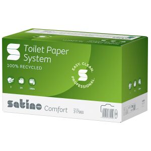 WEPA Professional GmbH Satino Comfort System Toilettenpapier Großrolle, 2-lagig, JT3, Saugfähiges und hochweißes Klopapier aus 100% Recyclingpapier, 1 Karton = 24 Rollen à 724 Blatt