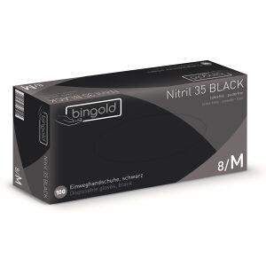 BINGOLD GmbH & Co. KG BINGOLD Nitril 35BLACK Einweghandschuhe, schwarz, Einmalhandschuh aus Nitril, schwarz und puderfrei, 1 Palette = 910 Packungen à 100 Stück, Größe XL