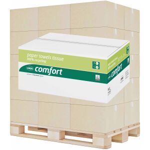 WEPA Professional GmbH Wepa comfort Falthandtuchpapier 25 x 23 cm, 2-lagig, 1 Karton = 3.200 Tücher, V-Falz, 100% Recycling, 1 Palette = 32 Kartons, Farbe: grün