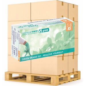 HARPS Europe GmbH Semperguard® green Einmalhandschuhe, Nitril, Großpackung, Puderfreier Einwegschutzhandschuh aus 100% Syntheselatex, 1 Palette = 63 Kartons, Größe XS (5-6)