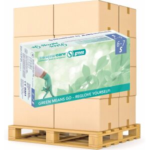 HARPS Europe GmbH Semperguard® green Einmalhandschuhe, Nitril, Großpackung, Puderfreier Einwegschutzhandschuh aus 100% Syntheselatex, 1 Palette = 63 Kartons, Größe S (6-7)