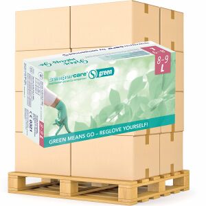 HARPS Europe GmbH Semperguard® green Einmalhandschuhe, Nitril, Großpackung, Puderfreier Einwegschutzhandschuh aus 100% Syntheselatex, 1 Palette = 63 Kartons, Größe L (8-9)