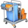 Cleankeeper Gerätewagen I - 5, inkl. 120 l Abfallsack - blau, 2 x 20 l , 2 x 6 l Eimer - blau / orange, 1 Mopppresse