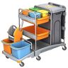 Cleankeeper Systemwagen I - 20, 2 Wannen (60x40,5x14), 1 Abfallbehälter 120 l, 2 x 20 l , 4 x 6 l Eimer - blau / orange, 1 Mopppresse