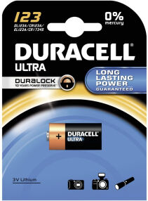 Procter & Gamble Service GmbH DURACELL Ultra Lithium 123 Photobatterie – 3 V, DL123A, CR123A, EL123A, CR17345, 1 Packung = 1 Stück