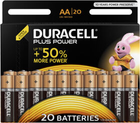 Procter & Gamble Service GmbH DURACELL Plus Power AA Alkaline- Batterie, 1,5 V, LR6, MN1500, mit Duralock-Technologie , 1 Packung = 20 Stück