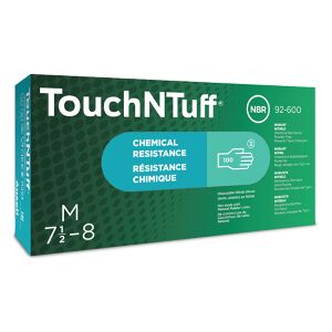 Ansell Healthcare Europe Ansell Einmalhandschuhe TouchNTuff® 92-600, Schutzhandschuh bietet Schutz vor gefährlichen Chemikalienspritzern, 1 Packung = 100 Stück, Größe 7,5 - 8