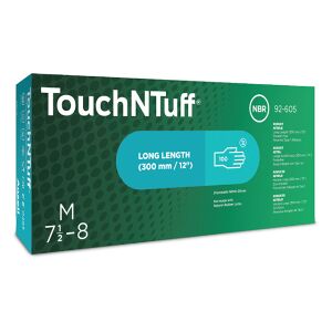 Ansell Healthcare Europe Ansell Einmalhandschuhe TouchNTuff® 92-605, Schutzhandschuh bietet Schutz vor gefährlichen Chemikalienspritzern, 1 Packung = 100 Stück, Größe 7,5 - 8