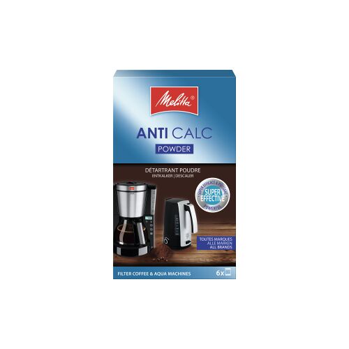 Melitta ANTI CALC Pulver Geräteentkalker, Pulverförmiger Kalklöser für Wasserkocher und Filterkaffeemaschinen, 120 g – Packung