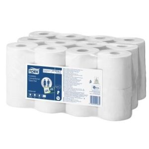 Essity Professional Hygiene Germany GmbH Tork Kleinrollen Toilettenpapier T4 Advanced, 2-lagig, weiß, Hülsenlos & geprägt, 1 Paket = 24 Rollen x 400 Blatt = 9600 Blatt