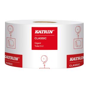 Metsä Tissue KATRIN Classic Gigant S 2 Toilettenpapier ø19cm, aus Recyclingpapier, 2-lagig,10,0 x 12,5 cm, weiß, 1 Paket = 12 Rollen à 1600 Blatt