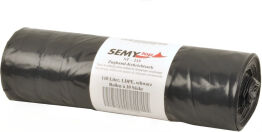 LDPE Zugband- Kehrichtsäcke, schwarz, 110 Liter, Maße: 700 x 1000 mm, 1 Karton = 12 Rollen à 10 Stück