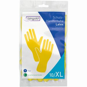 BINGOLD GmbH & Co. KG BINGOLD Schutzhandschuhe Latex, gelb, Mehrweghandschuhe aus Latex, baumwollbeflockt, besonders weich, 1 Karton = 144 Paar, Größe M