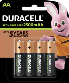 Procter & Gamble Service GmbH DURACELL Recharge Ultra AA Akku-Batterie, HR06, 2.500 mAh, Precharged (Vorgeladen), 1 Packung = 4 Stück