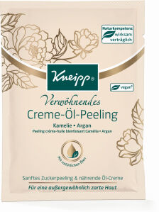 Kneipp GmbH Kneipp® Verwöhnendes Creme-Öl-Peeling, Sanftes Zuckerpeeling & nährende Öl-Creme für eine außergewöhnlich zarte Haut, 40 ml - Beutel